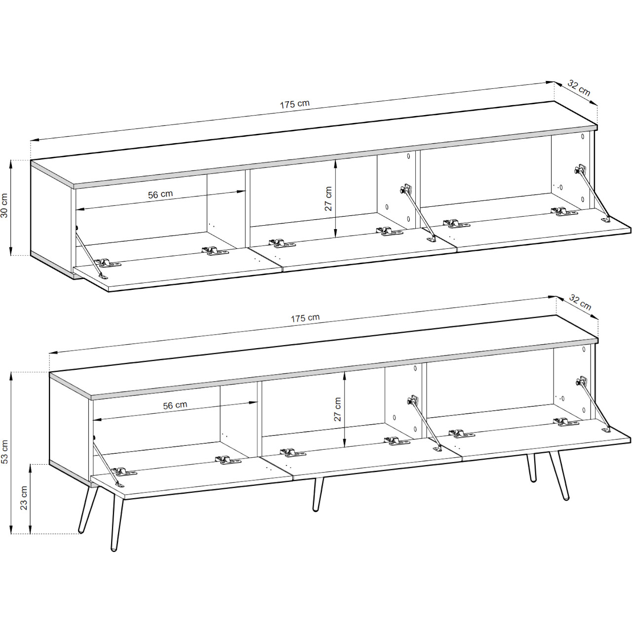 Szafka RTV ARA 175 szary - obrazek 6