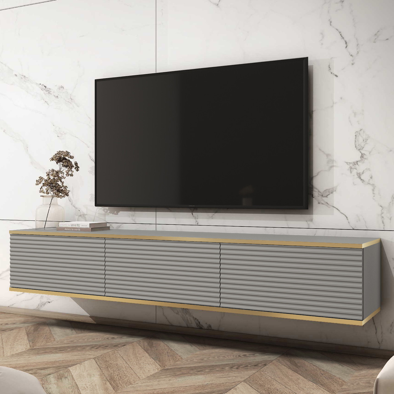 Szafka RTV ARA MDF 175 szary - obrazek 3