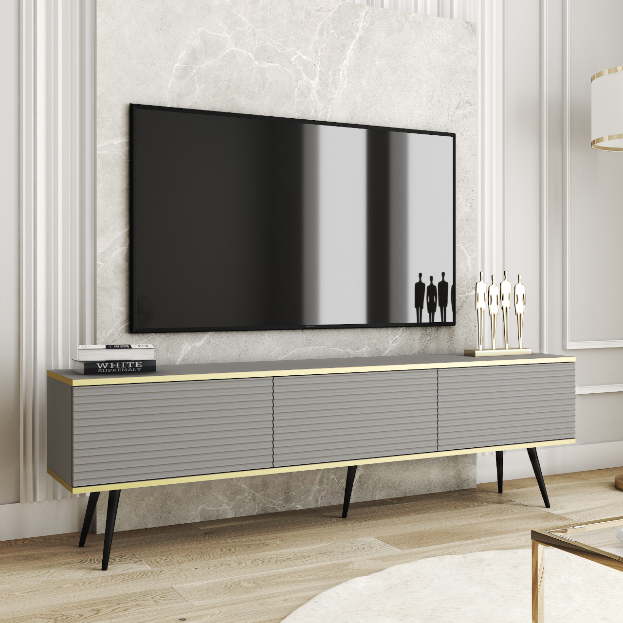 Szafka RTV ARA MDF 175 szary - obrazek 4