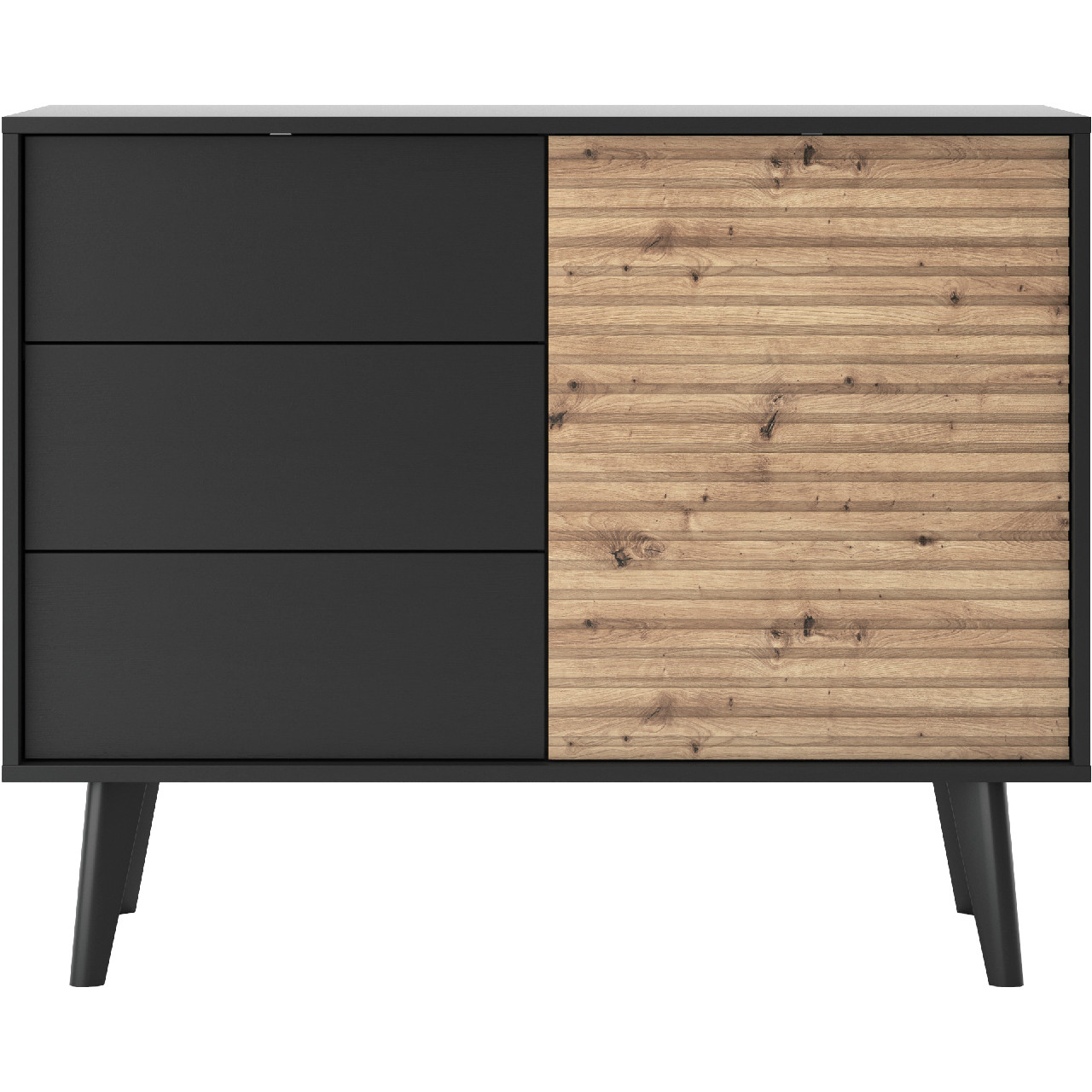 Komoda WOLLOW 02 czarny / dąb artisan - obrazek 3