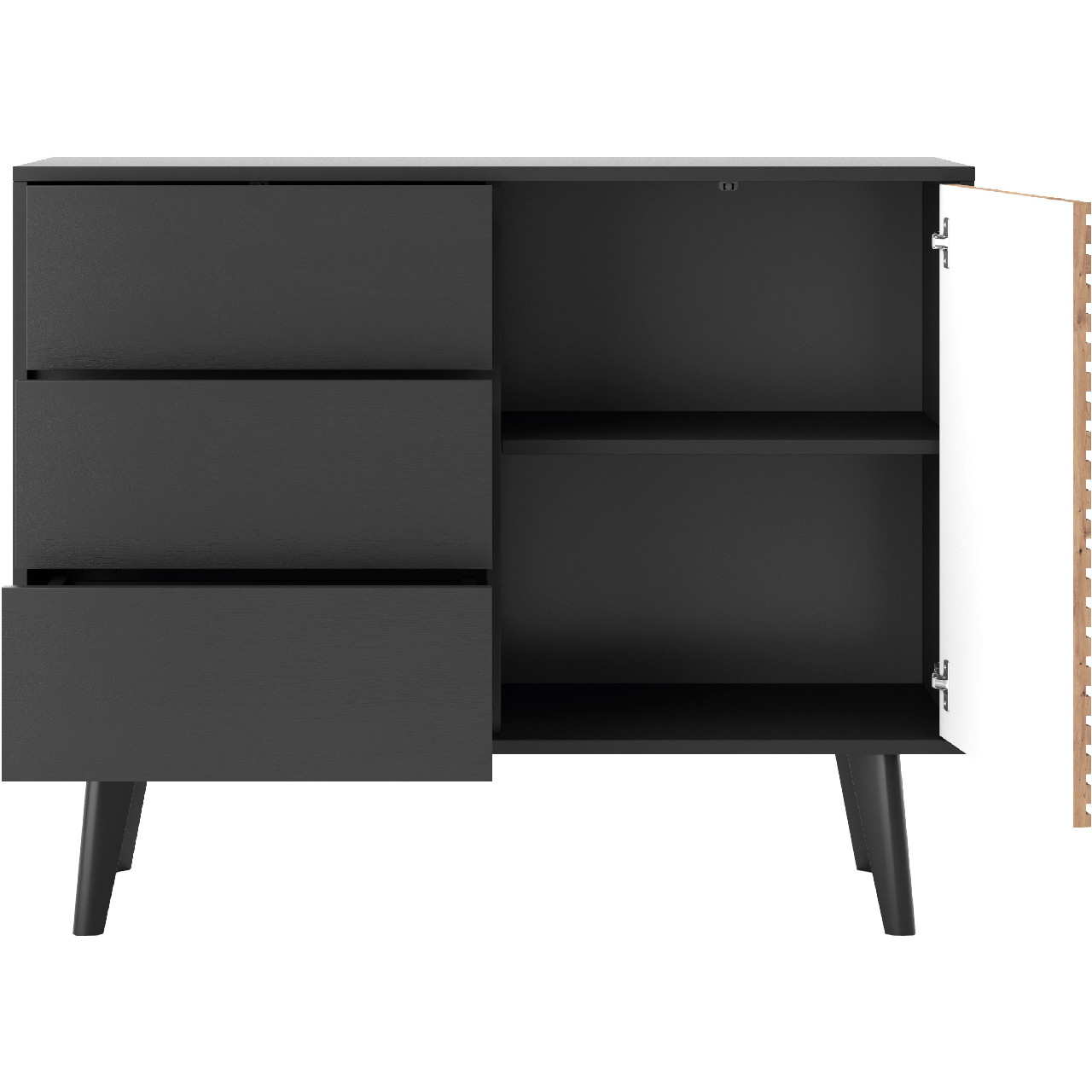 Komoda WOLLOW 02 czarny / dąb artisan - obrazek 4