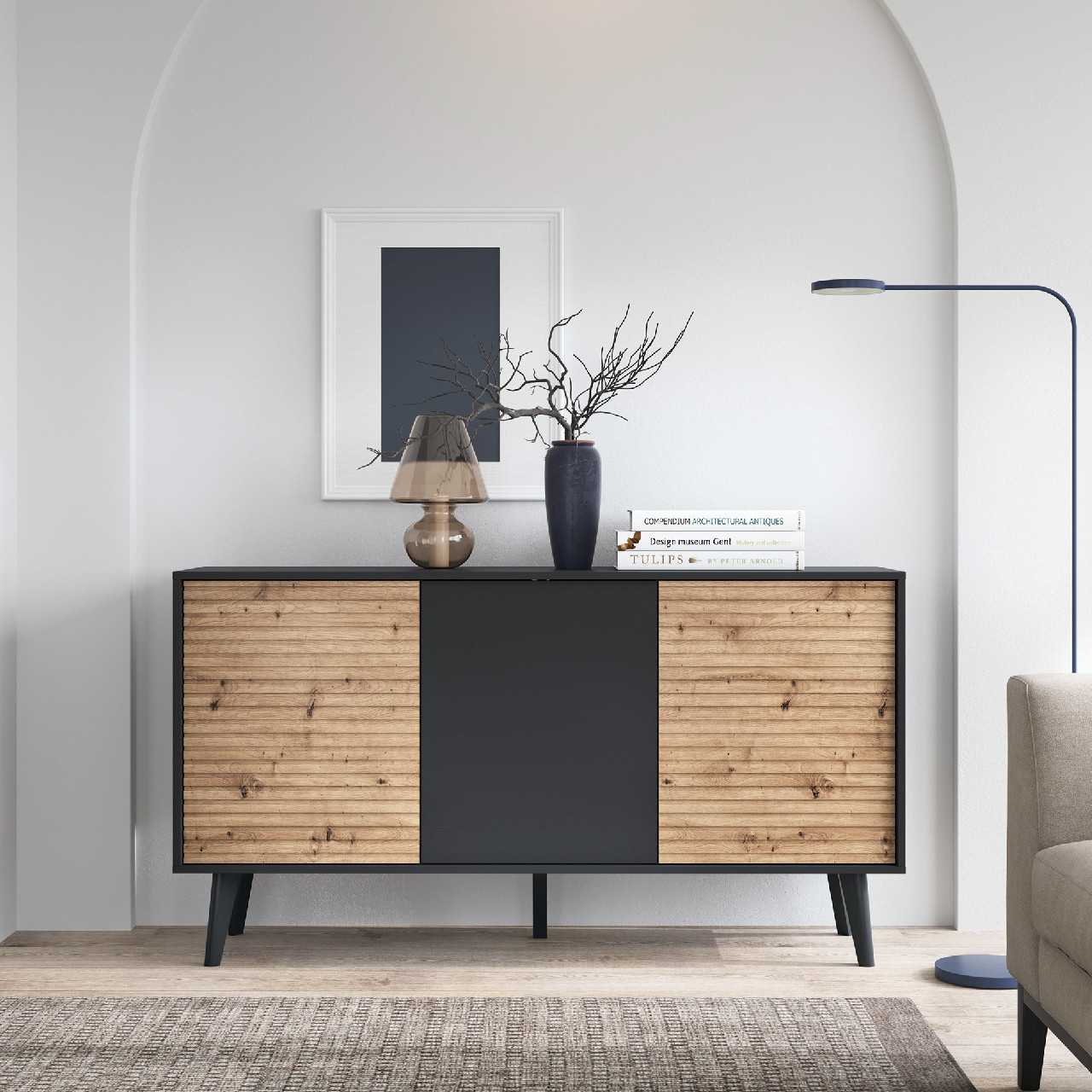 Komoda WOLLOW 05 czarny / dąb artisan - obrazek 6