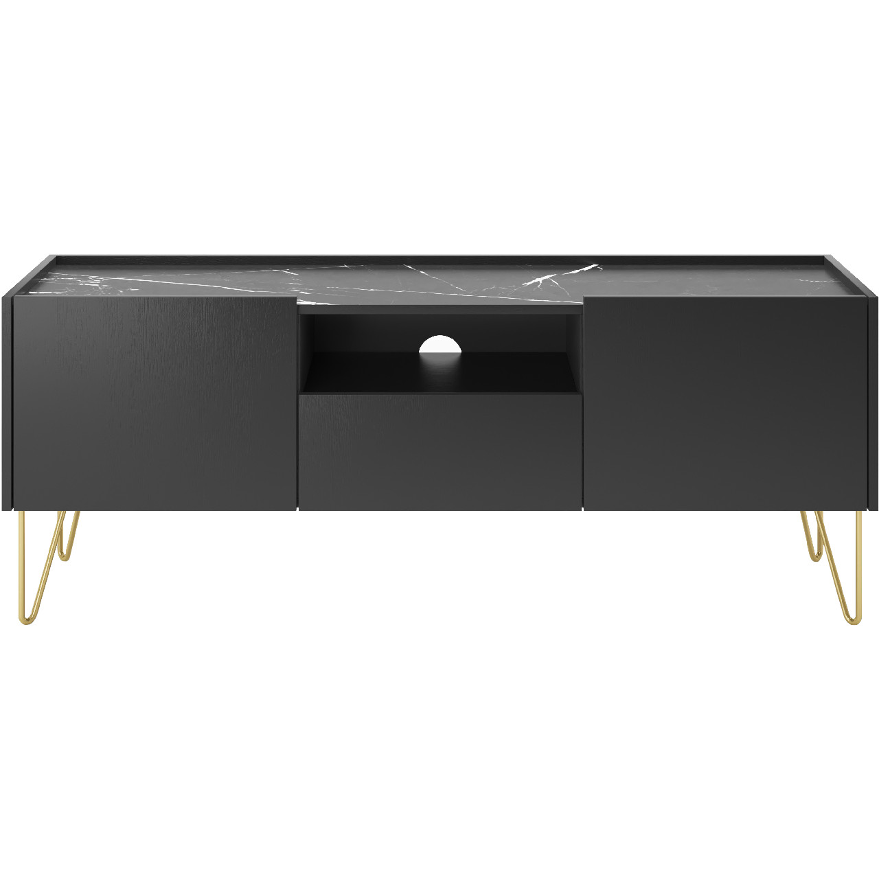 Szafka RTV HARMONI 01 czarny / czarny marmur - obrazek 3
