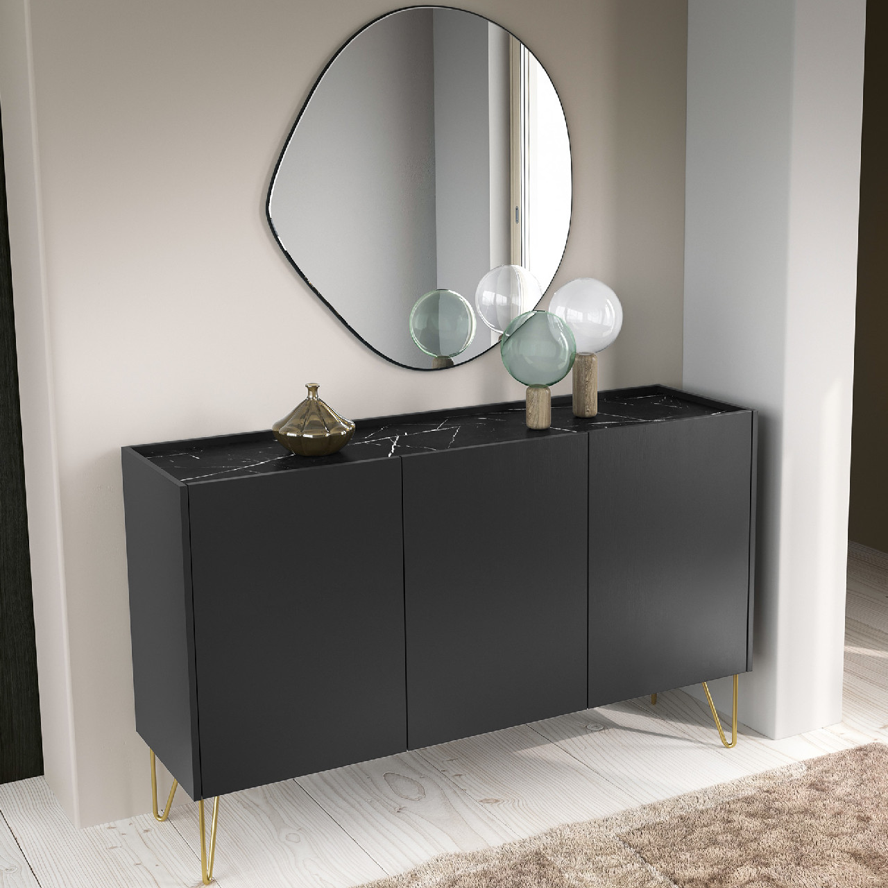 Komoda HARMONI 03 czarny / czarny marmur - obrazek 6