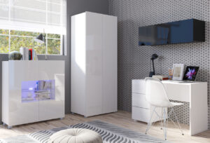 Meble młodzieżowe CALABRIA 8 czarny / biały połysk