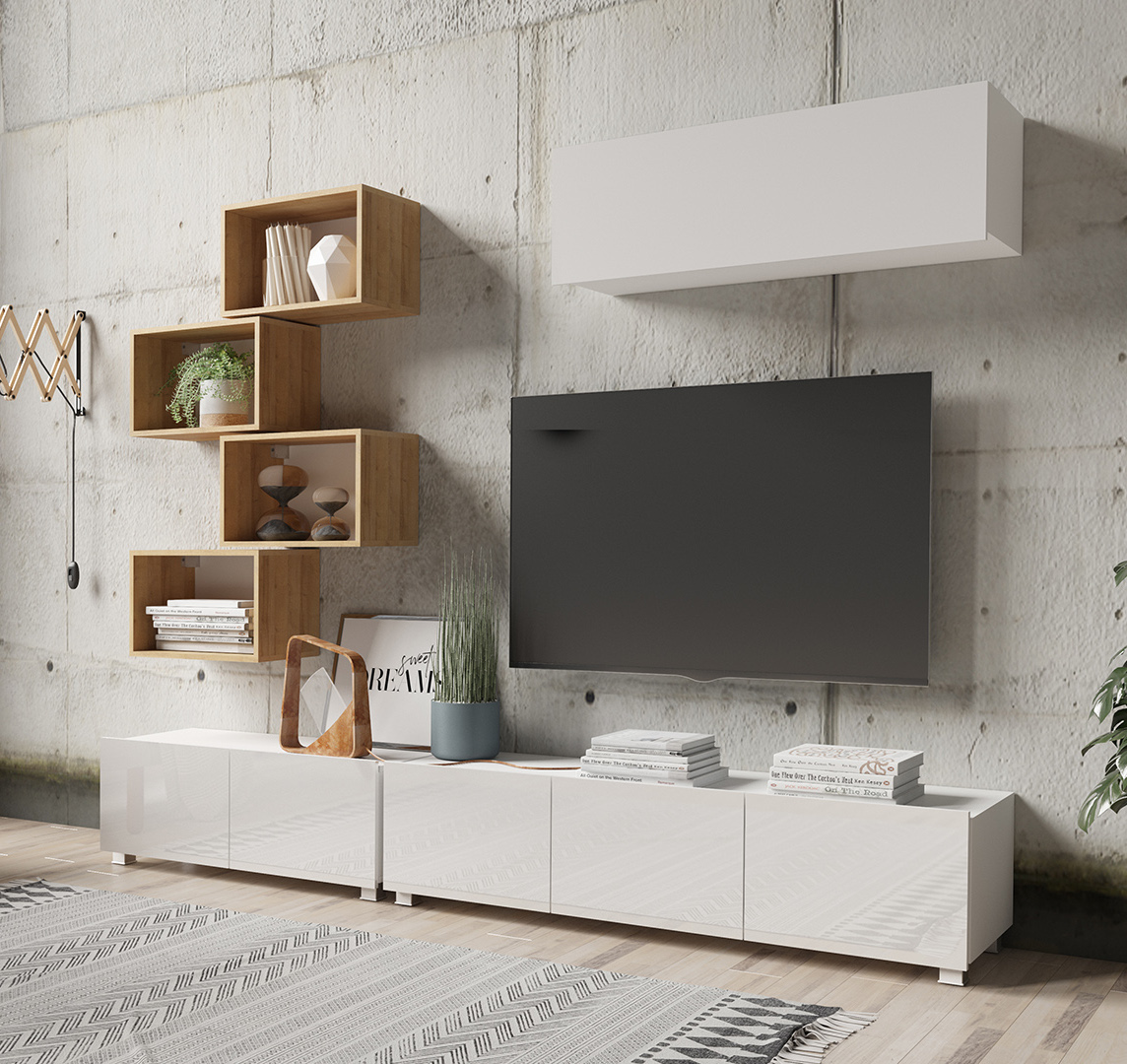 Meblościanka CALABRIA 29 biały / biały połysk - obrazek 3