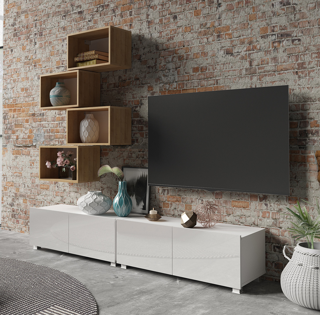 Meblościanka CALABRIA 30 biały / biały połysk - obrazek 3