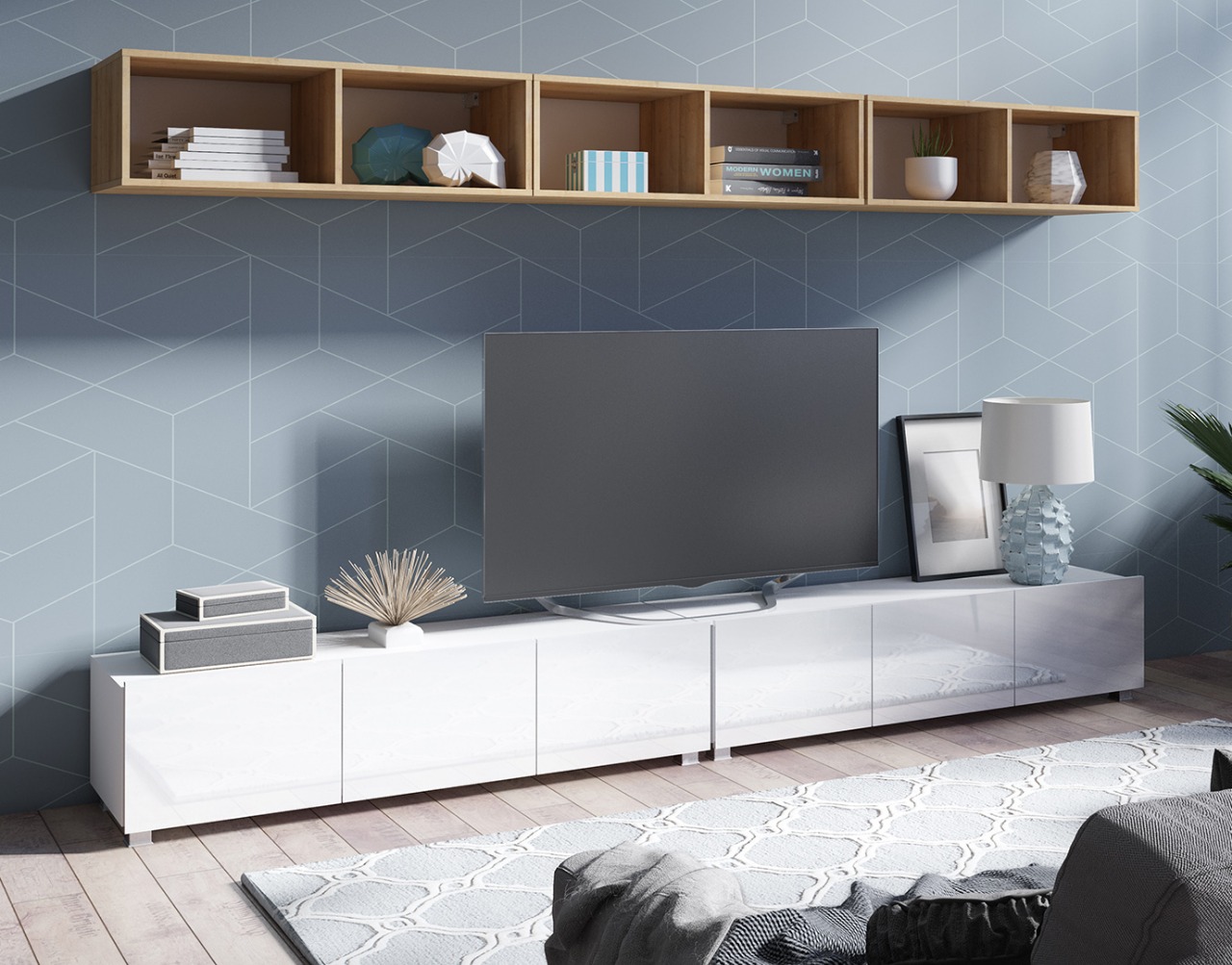 Meblościanka CALABRIA 33 biały / biały połysk - obrazek 3