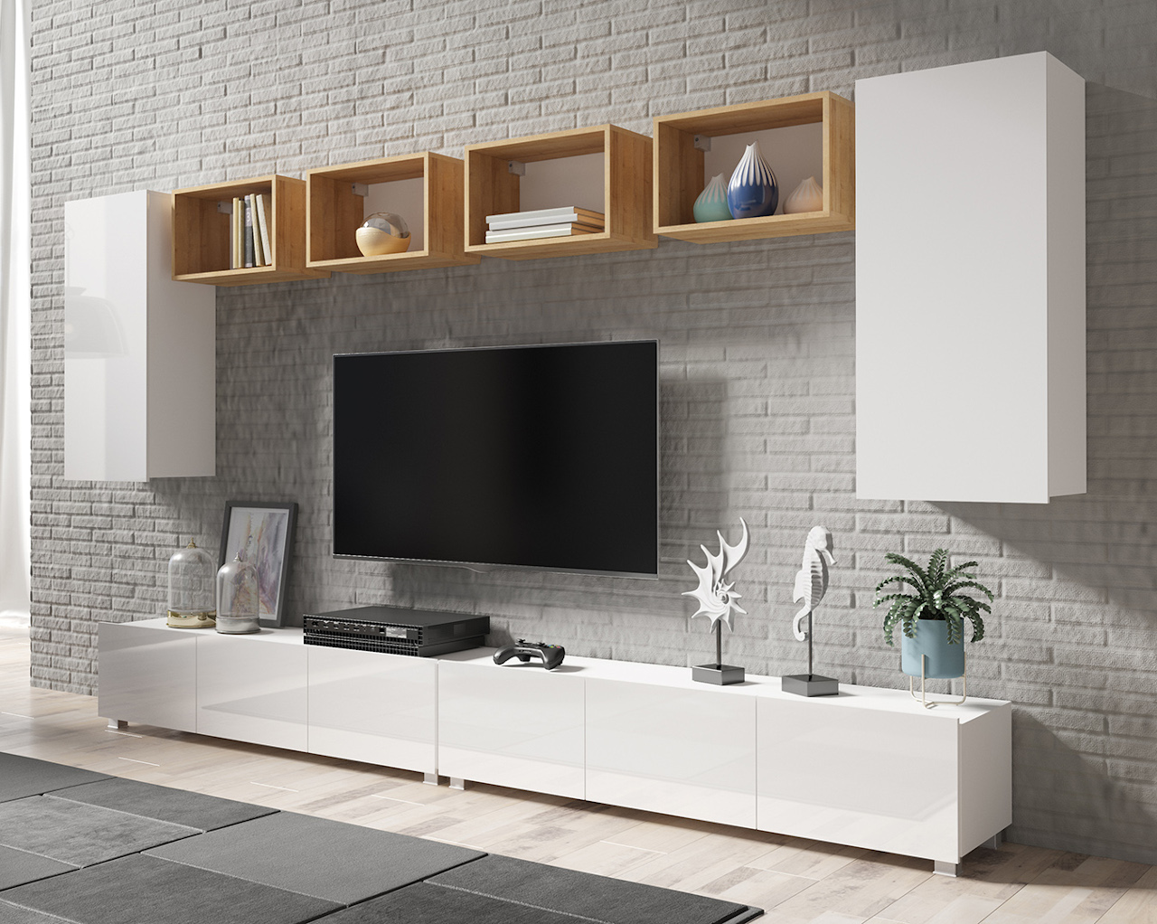 Meblościanka CALABRIA 35 biały / biały połysk - obrazek 3