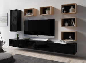 Meblościanka CALABRIA 37 czarny / czarny połysk