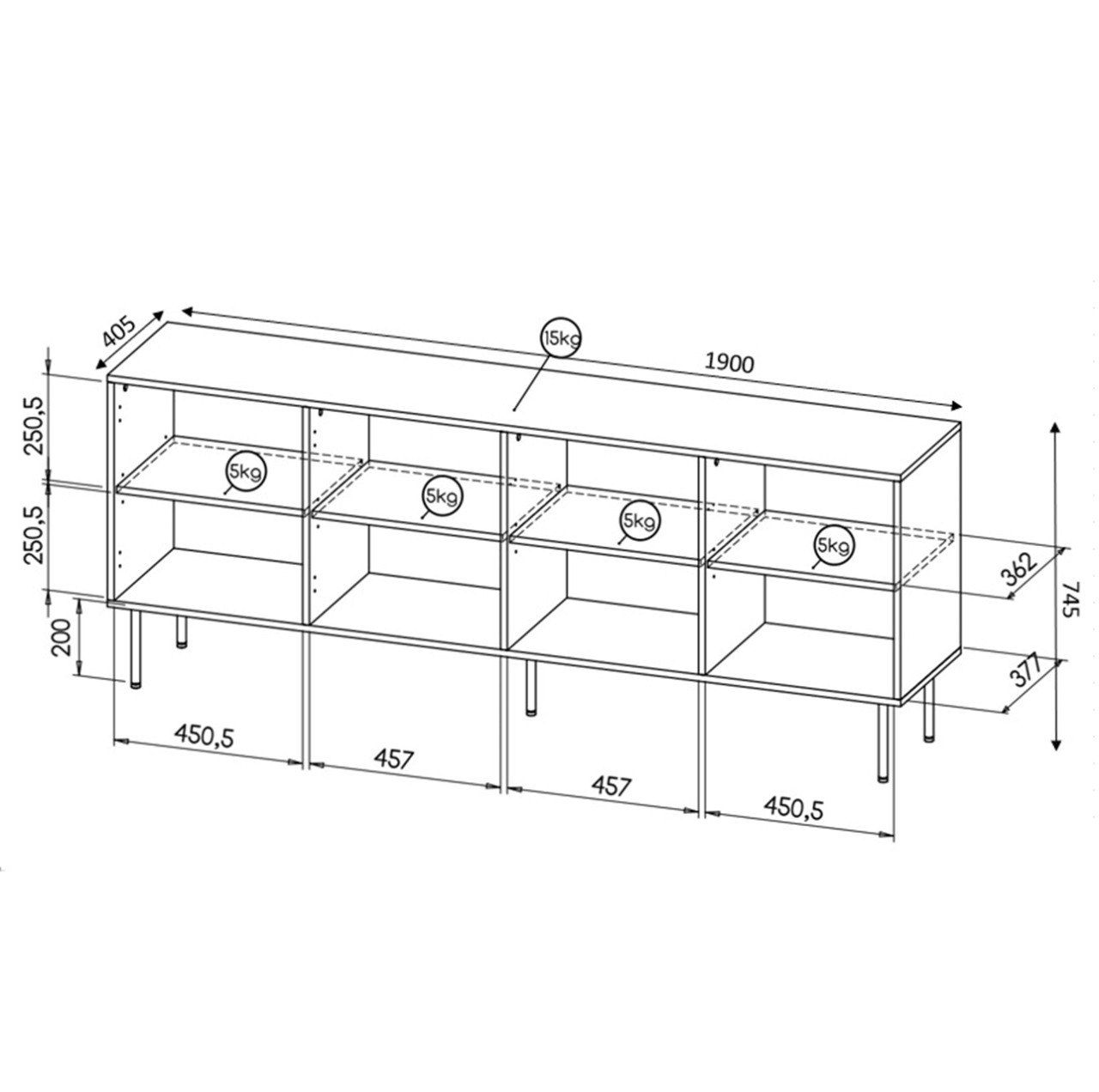Komoda HOLENA 190 czarny - obrazek 5