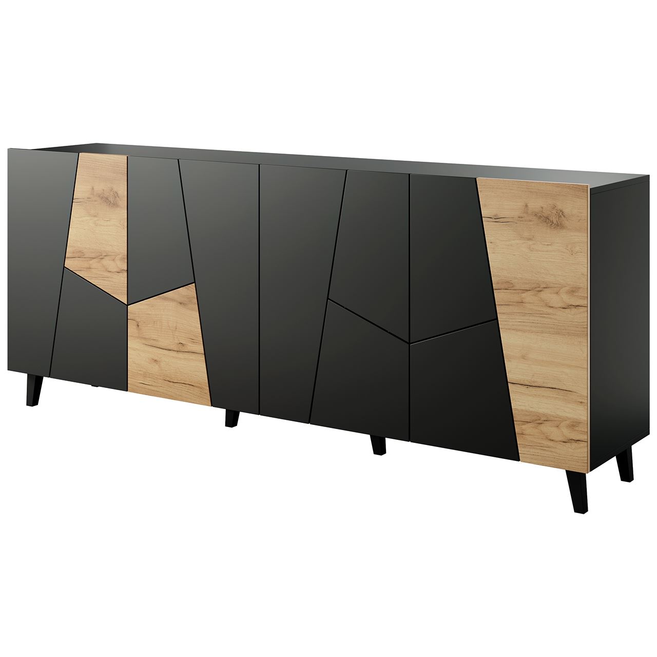 Komoda NETA czarny mat / dąb craft - obrazek 4