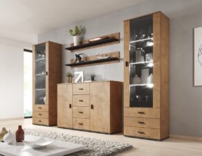 Meblościanka SINDI 3I dąb lefkas / czarny