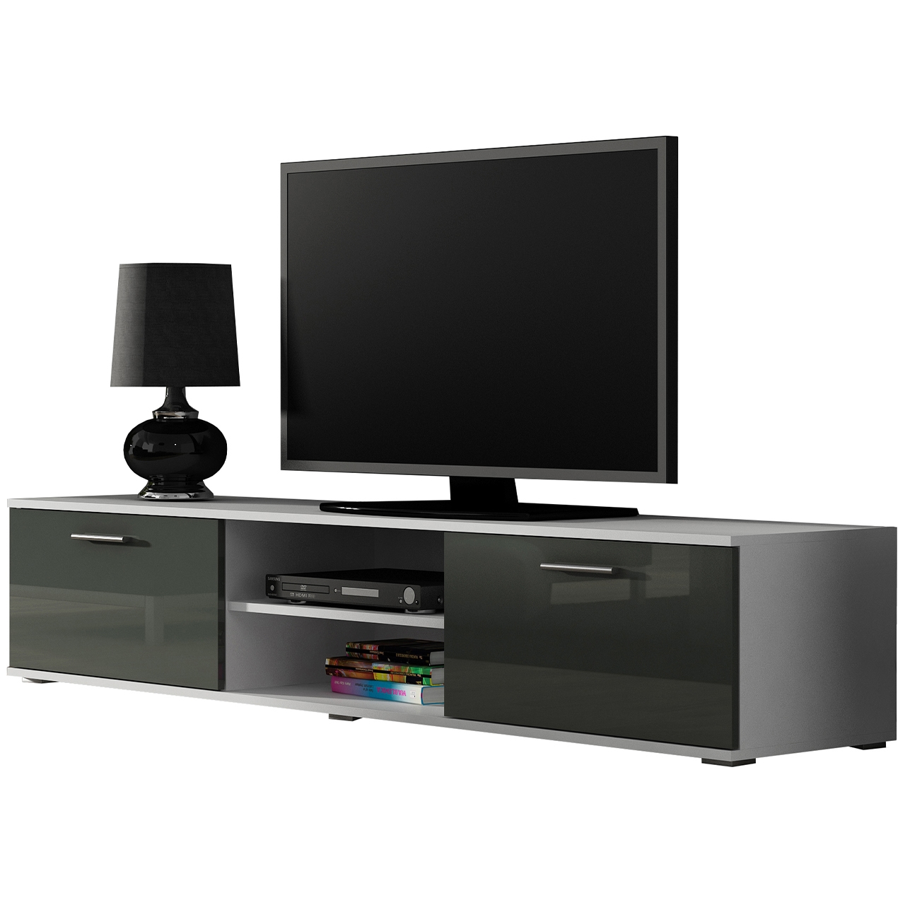 Meblościanka SINDI 6F biały / szary połysk - obrazek 5