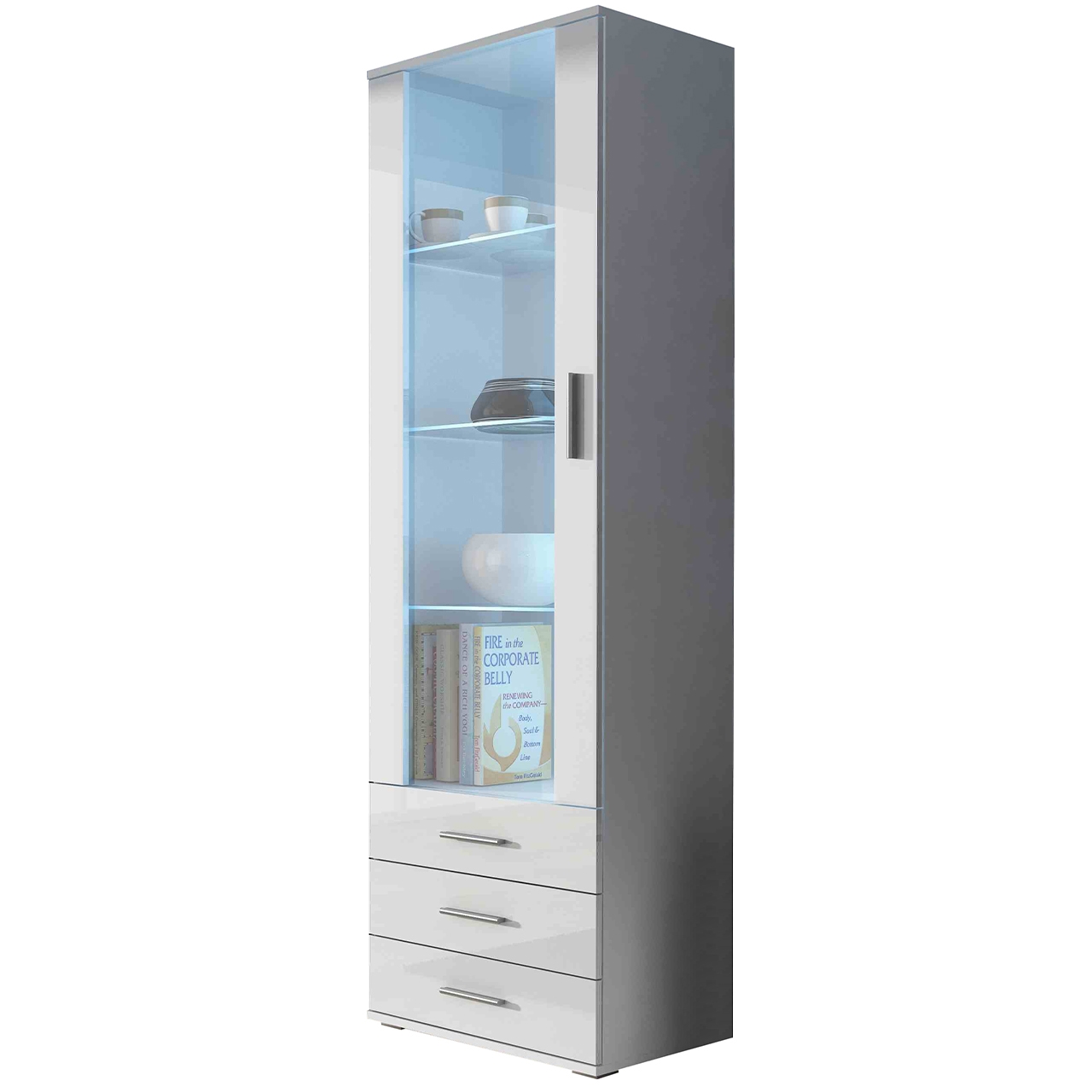 Meblościanka SINDI 7A biały / biały połysk - obrazek 3