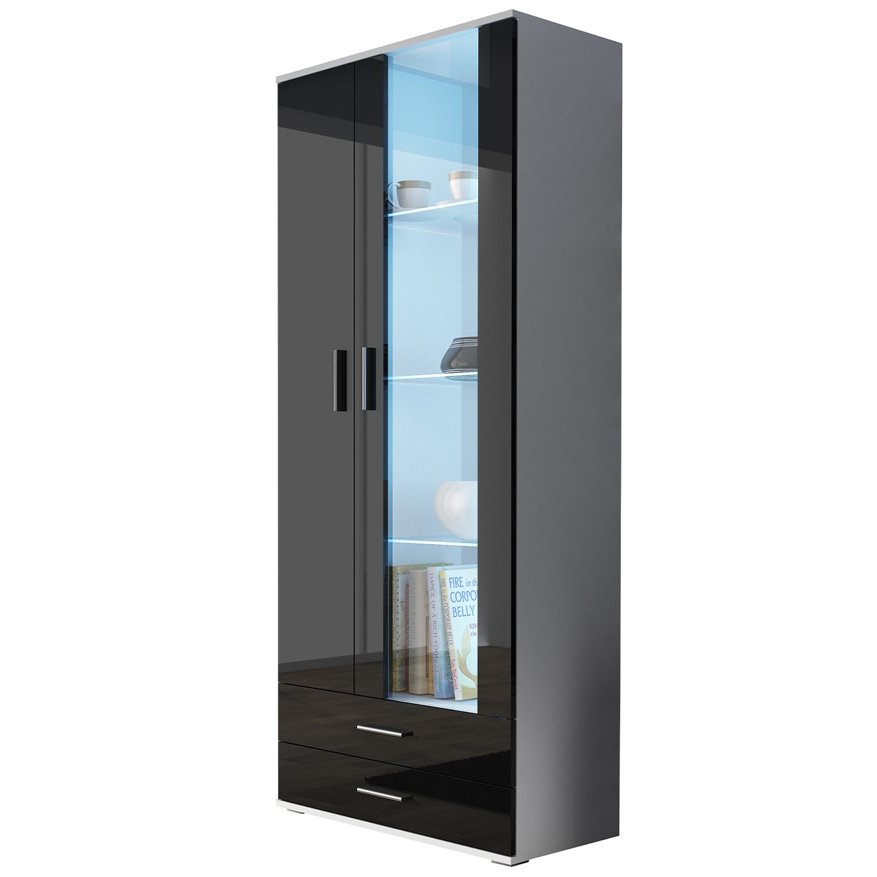 Meblościanka SINDI 8B biały / czarny połysk - obrazek 3