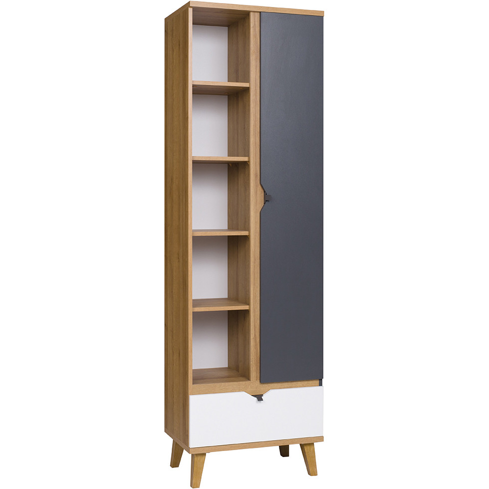 Regał MAMONE ME06 dąb złoty / biały / grafit - obrazek 4