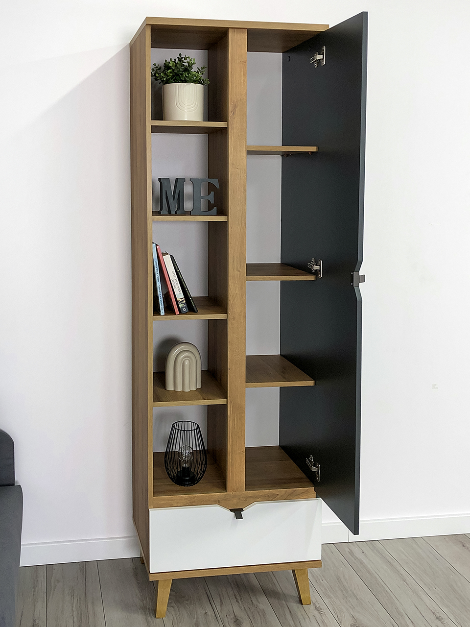 Regał MAMONE ME06 dąb złoty / biały / grafit - obrazek 6