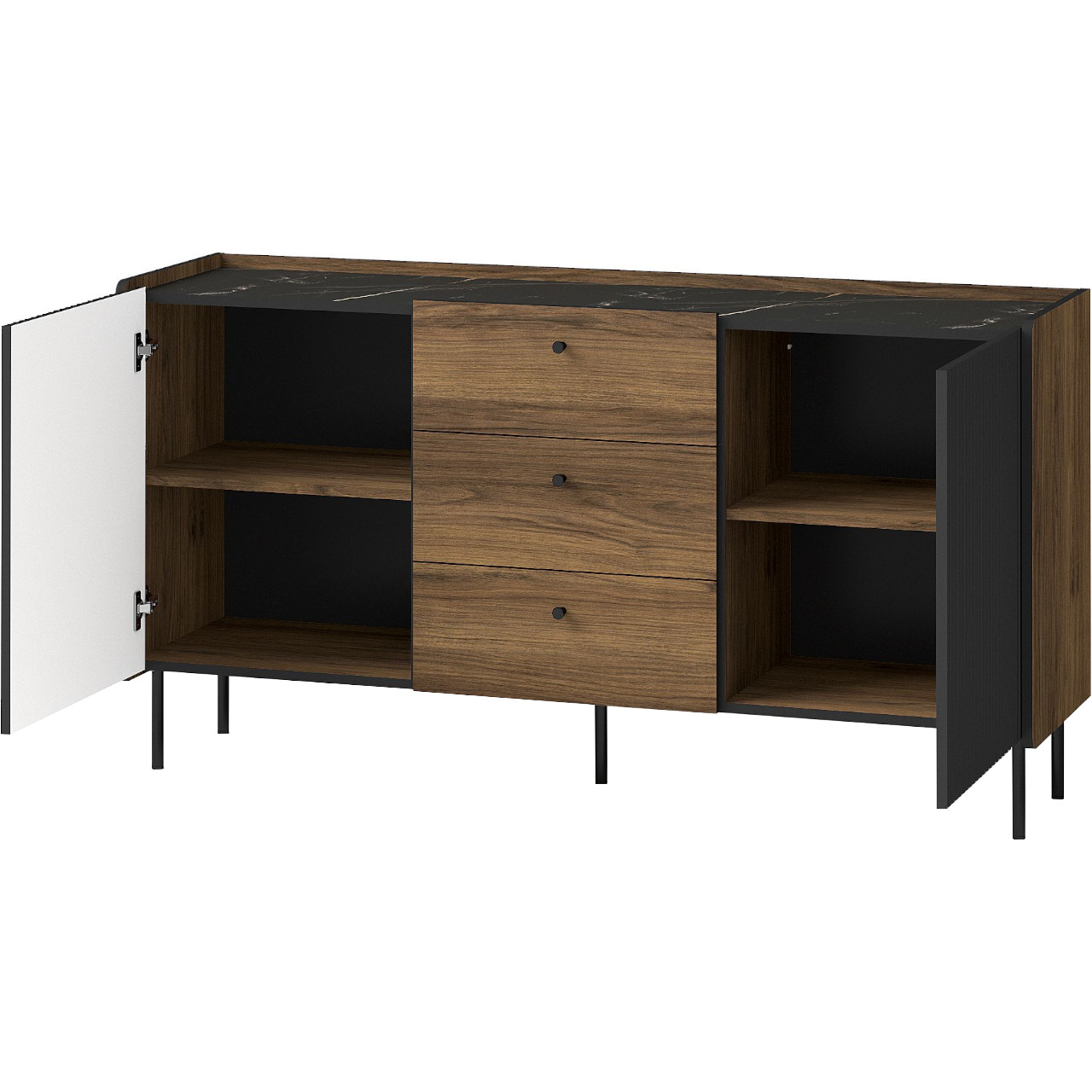 Komoda PRESTI 05 orzech warmia / san sebastian / czarny - obrazek 3