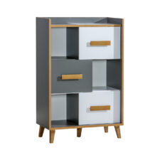 Komoda WERSA W5 antracyt / dąb riviera / biały brylantowy