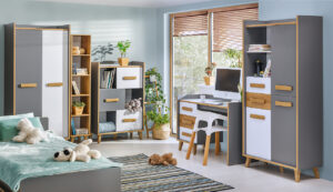 Meble młodzieżowe WERSA 11 antracyt / dąb riviera / biały brylantowy