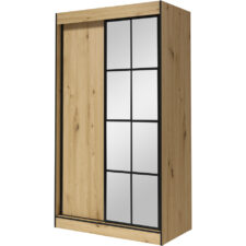 Szafa przesuwna z lustrem ASLO II 120 dąb artisan / czarny