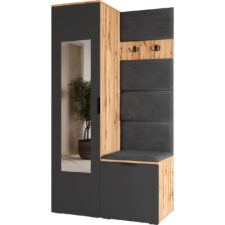 Garderoba z lustrem NELLI 1 dąb wotan / szary prawa