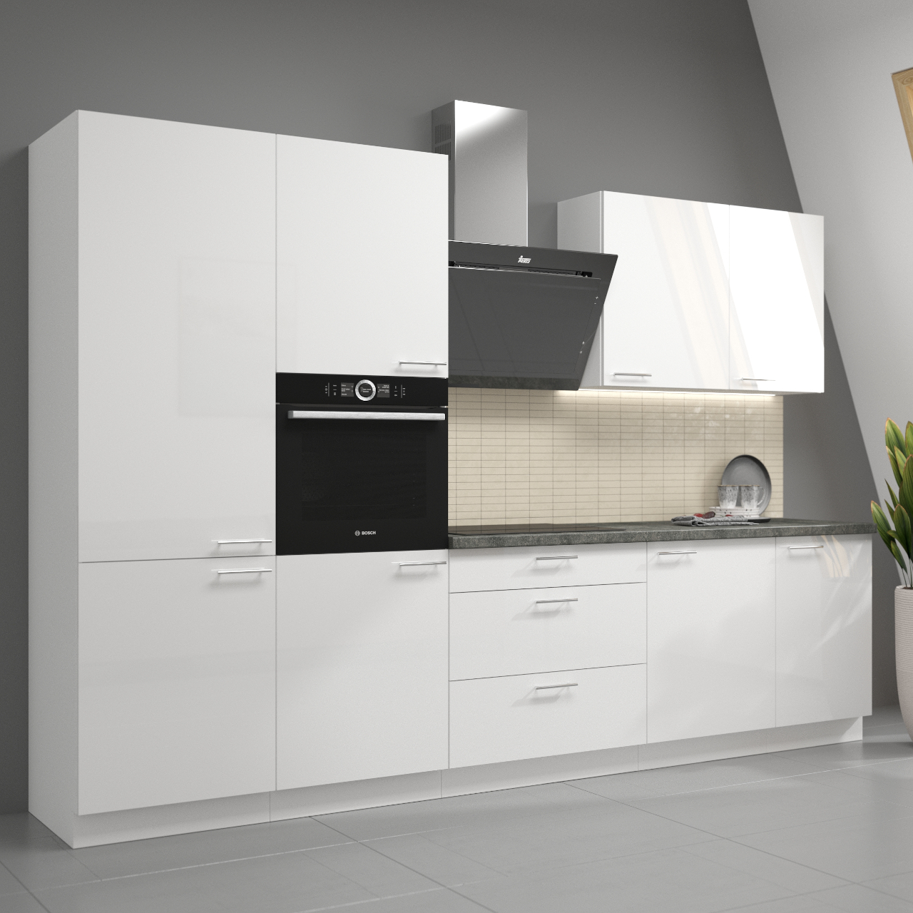 Szafka górna narożna 60x60 LAURA 45 biały połysk - obrazek 3