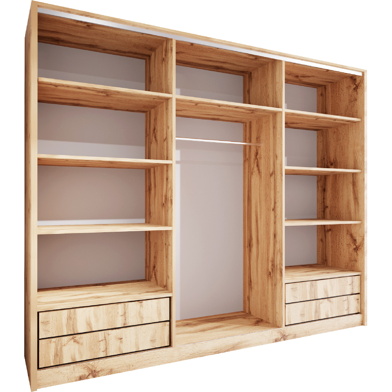 Szafa przesuwna z lustrem i szufladami ELIA D 250 dąb wotan - obrazek 3