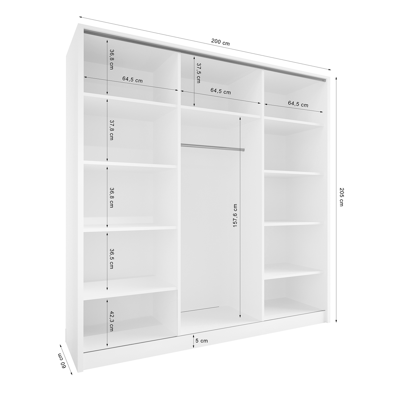 Szafa przesuwna z lustrem ELIA B 200 kaszmir - obrazek 4