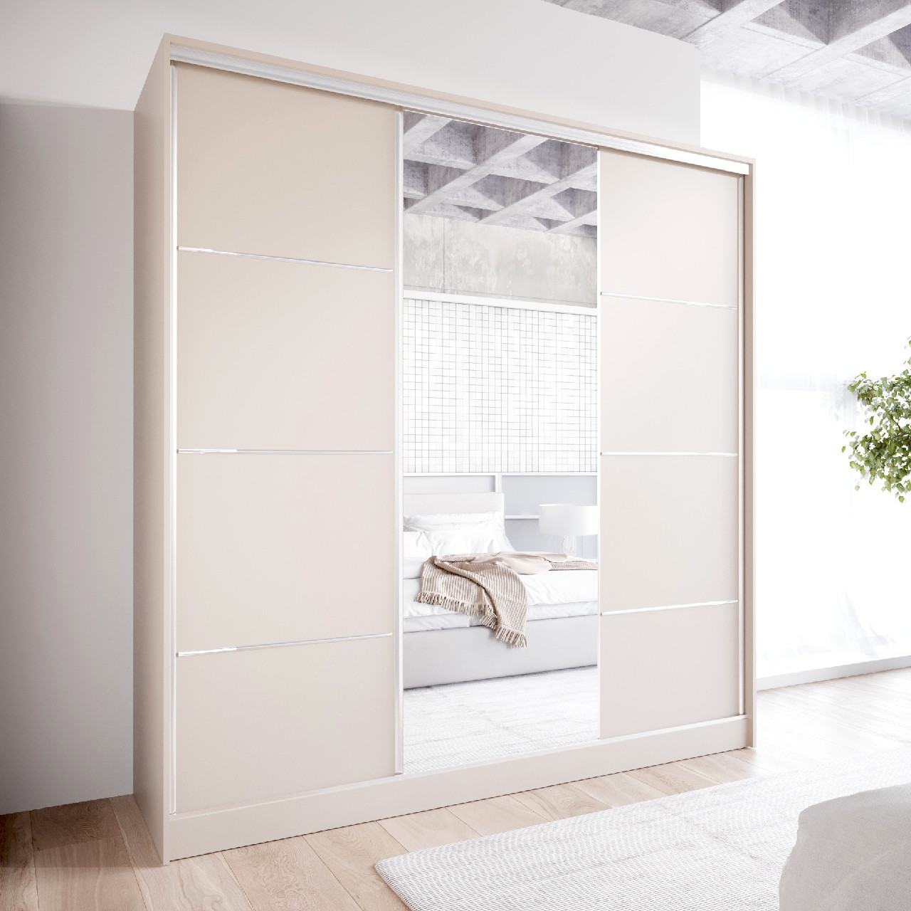 Szafa przesuwna z lustrem ELIA B 200 kaszmir - obrazek 5