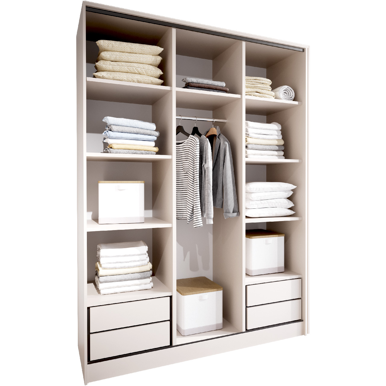 Szafa przesuwna z lustrem i szufladami NOVI D 150 kaszmir - obrazek 3