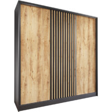 Szafa przesuwna CETI B 200 czarny / dąb wotan