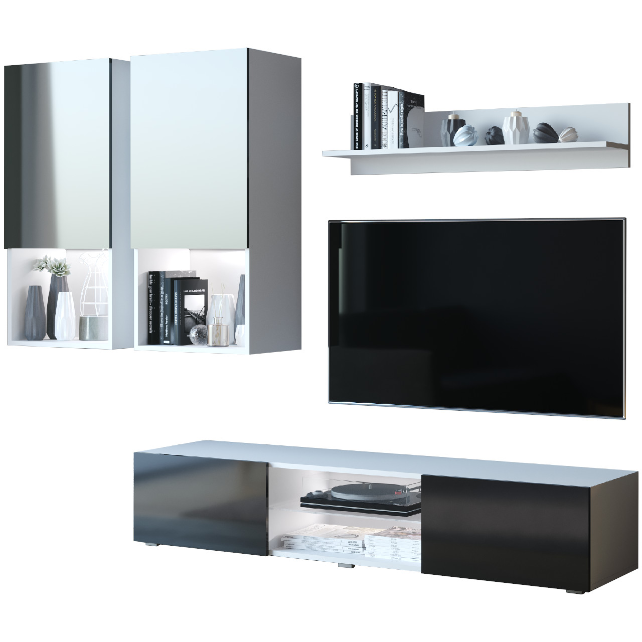 Meblościanka DECO biały / czarny połysk - obrazek 3