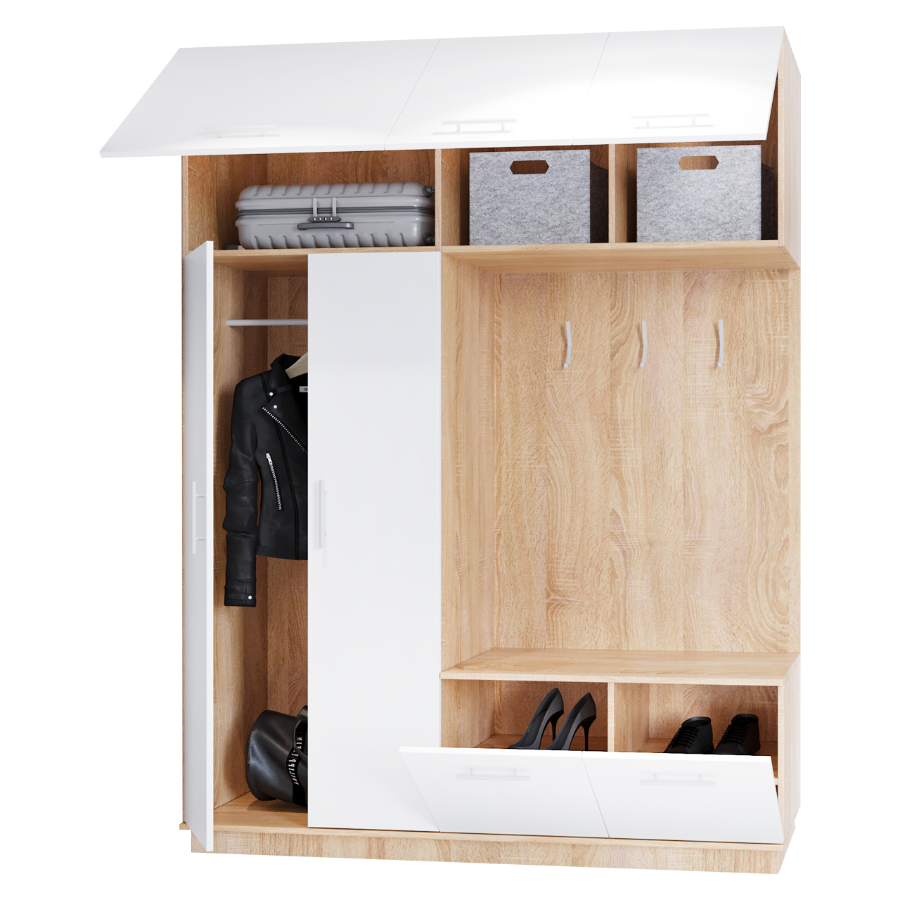 Garderoba prawa CREON 1 craft biały / biały połysk - obrazek 3