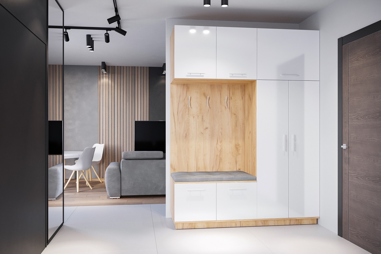 Garderoba lewa CREON 1 craft złoty / biały połysk - obrazek 5