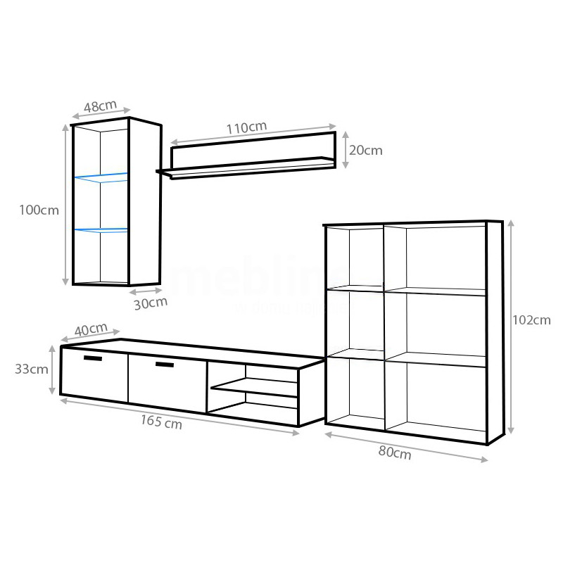 Meblościanka DOMI sonoma - obrazek 4
