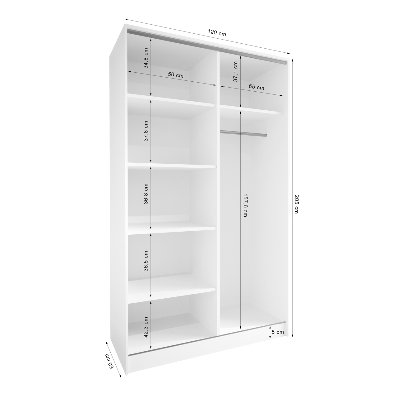 Szafa otwarta MERV K1 120 biała - obrazek 3