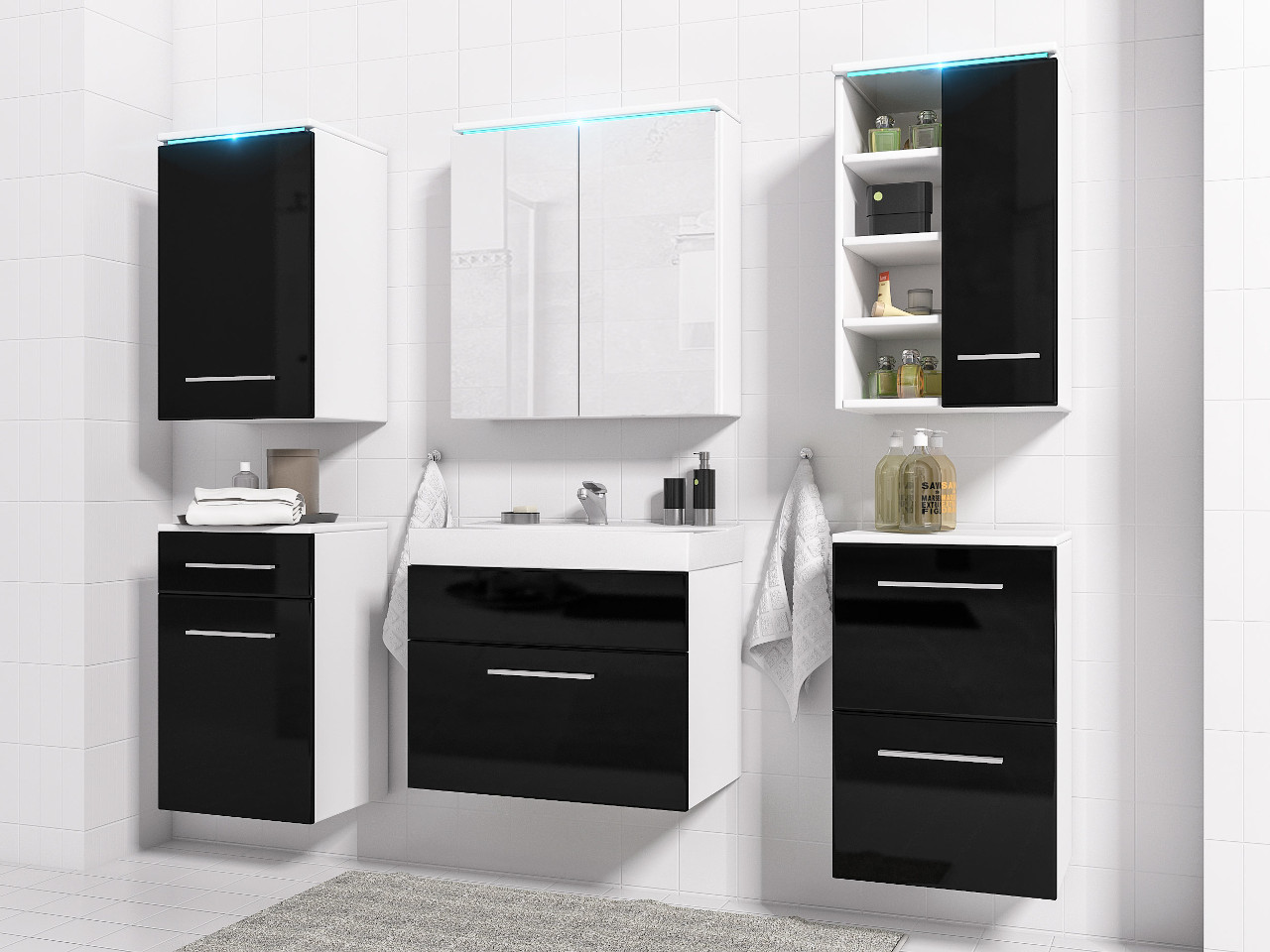 Łazienka MEGI biały / czarny połysk - obrazek 3