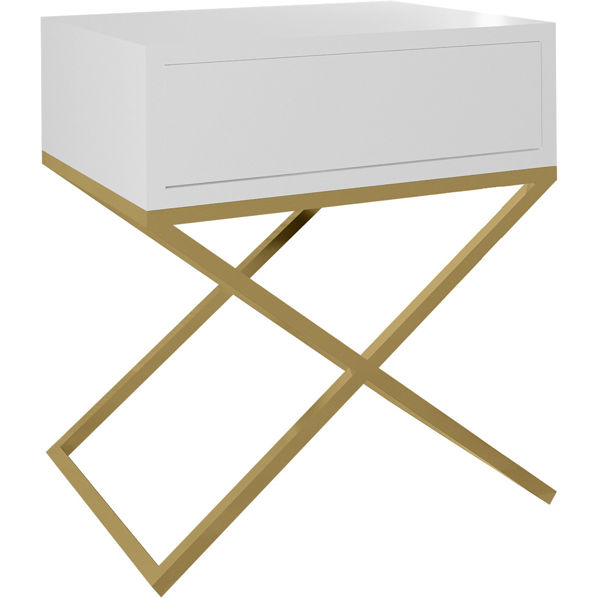 Stolik nocny SIENA biały / złoty - obrazek 3