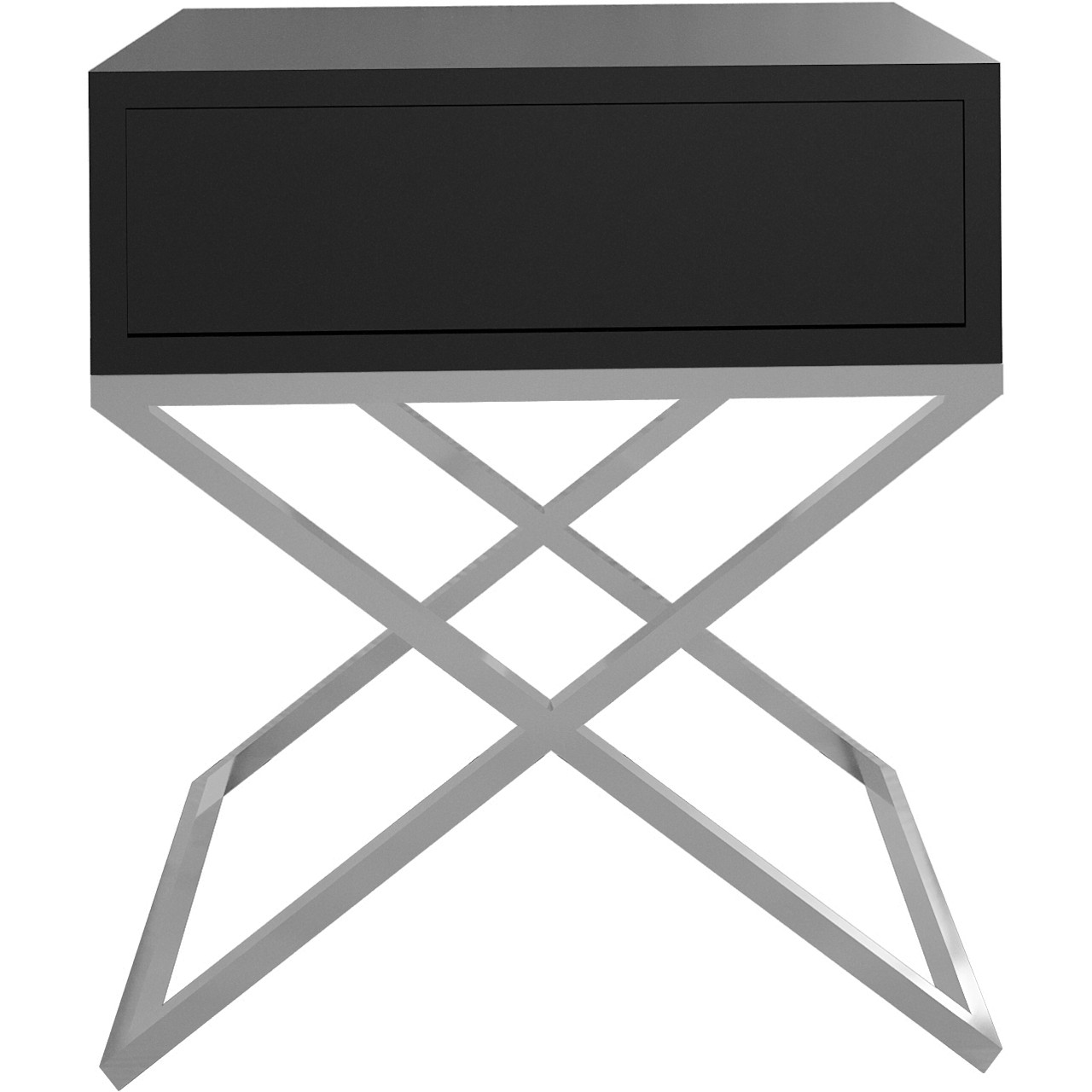 Stolik nocny SIENA czarny / chrom