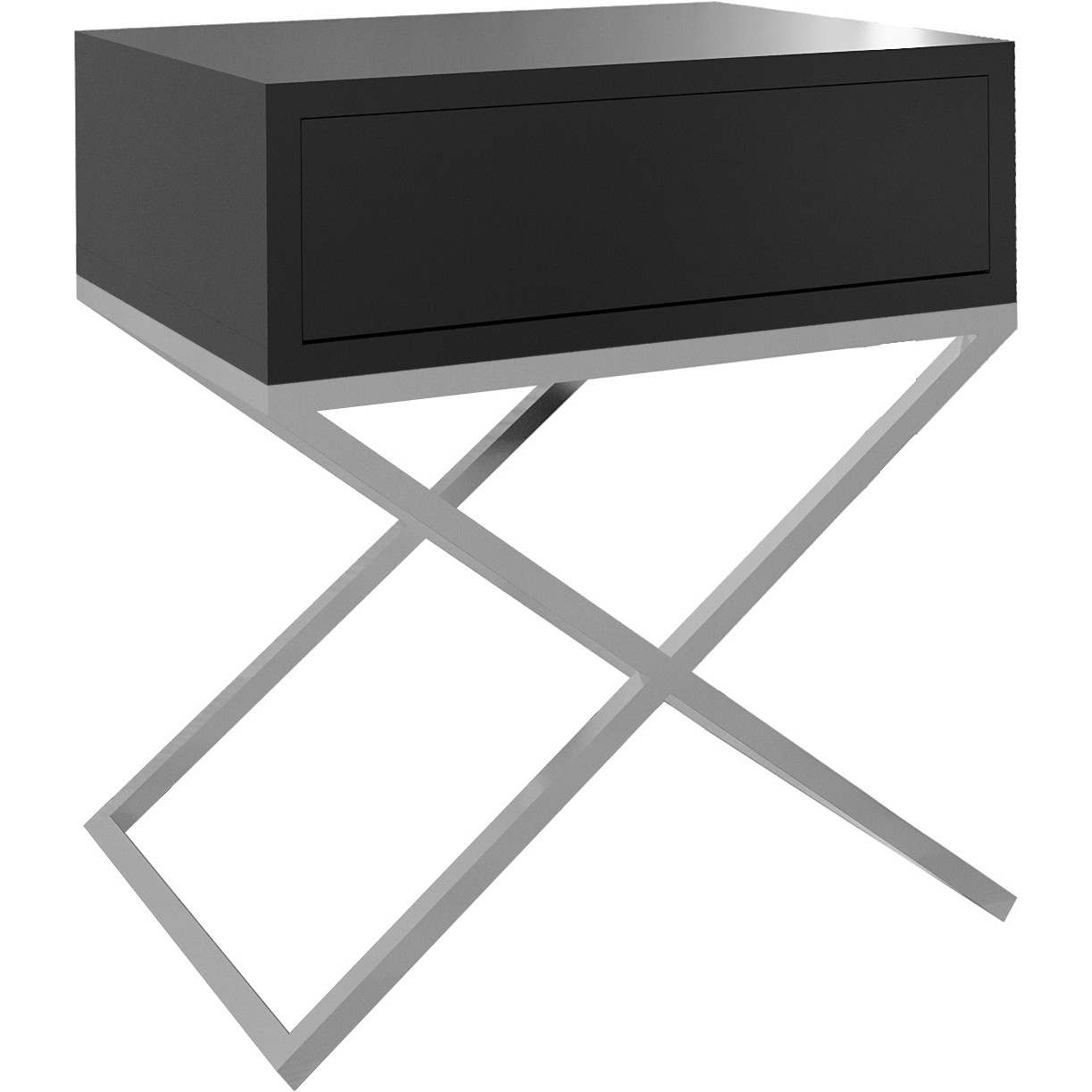 Stolik nocny SIENA czarny / chrom - obrazek 3