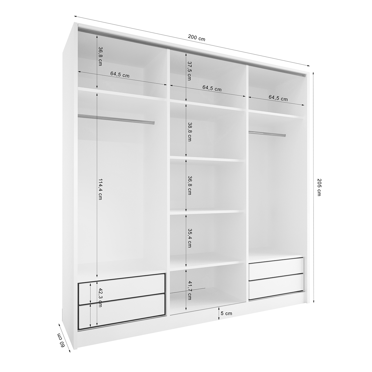 Szafa otwarta MERV K8 200 szara - obrazek 3