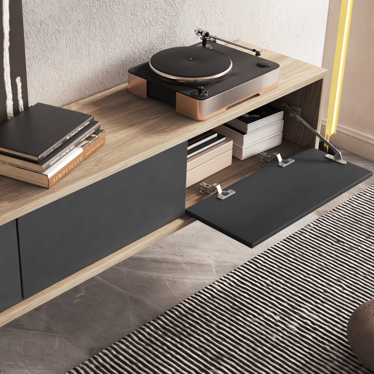 Szafka RTV RIDAF 38 dąb olejowany / antracyt - obrazek 6