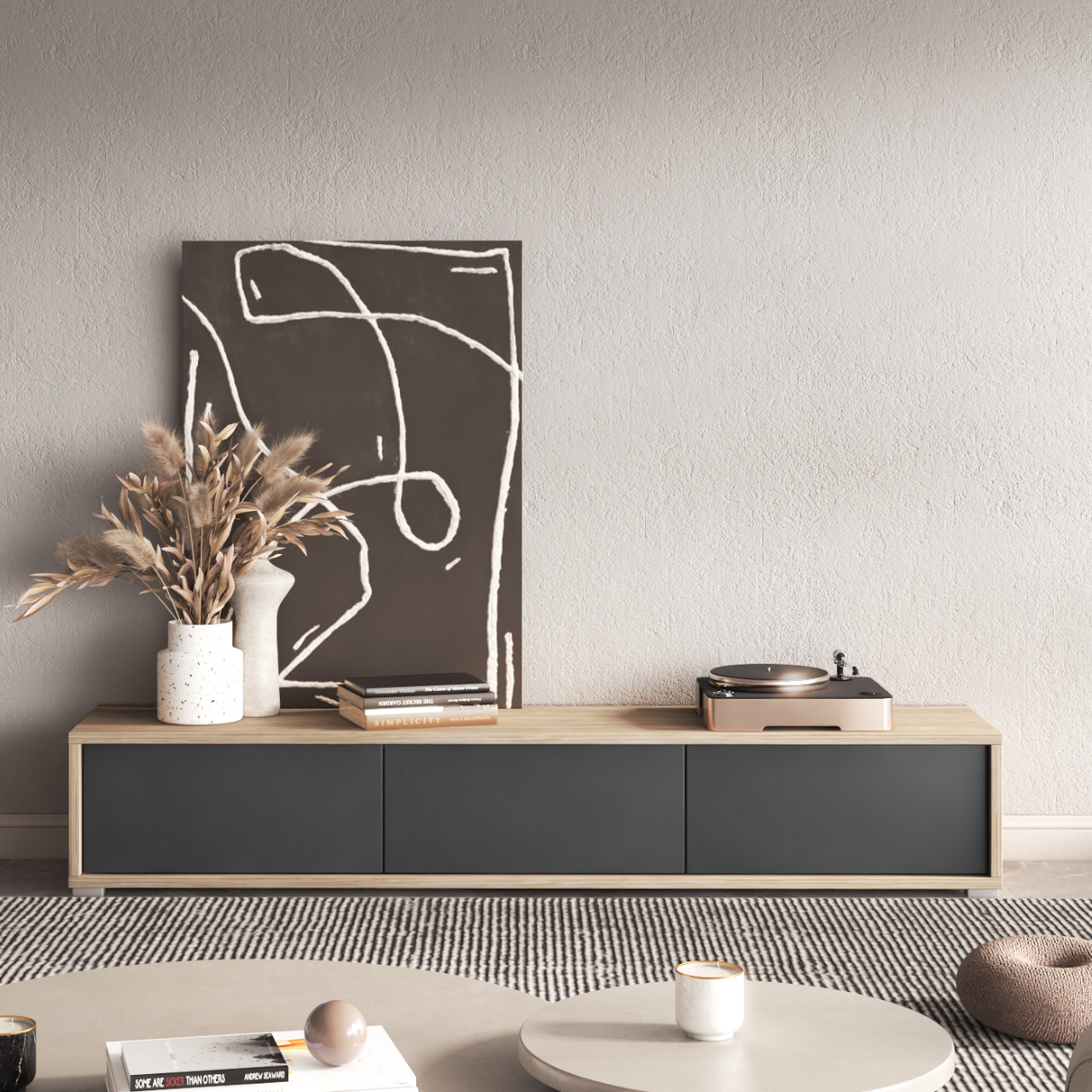 Szafka RTV RIDAF 38 dąb olejowany / antracyt - obrazek 7