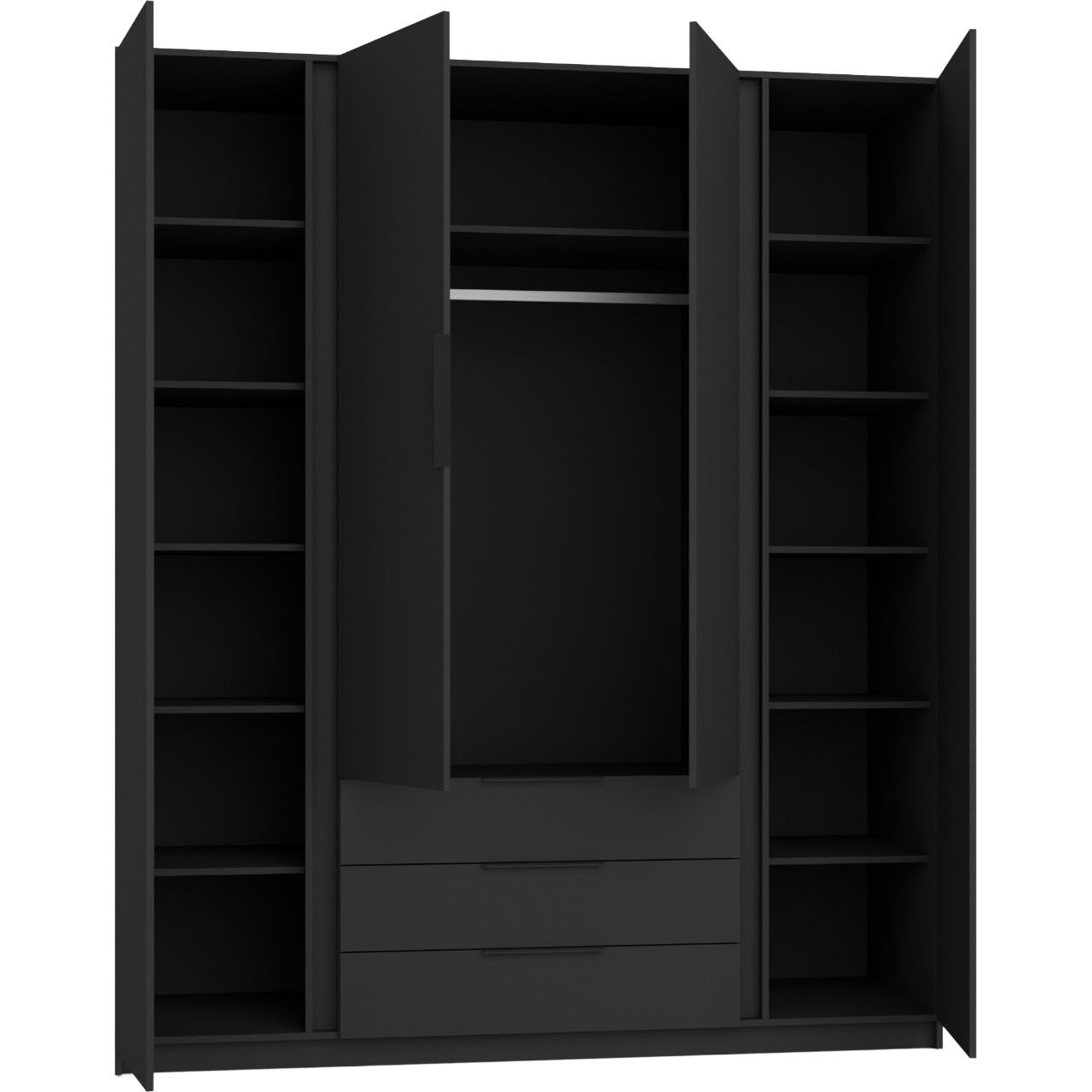 Szafa 200cm z szufladami KAYA 01 czarny / dąb evoke - obrazek 3