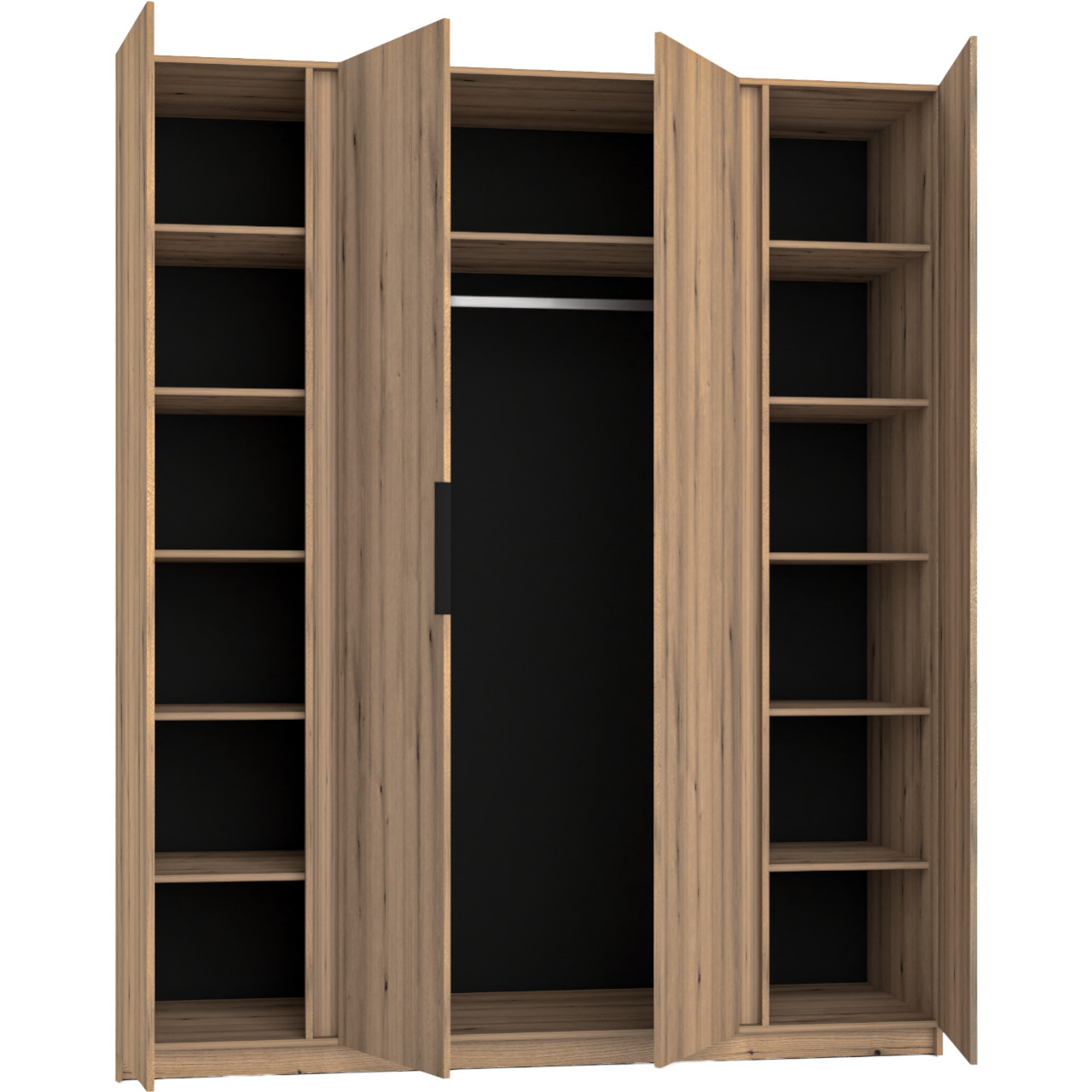 Szafa 200 cm z lustrem KAYA 08 dąb evoke / czarny – pojemna garderoba do sypialni, elegancki mebel z naturalnym dekorem - obrazek 3