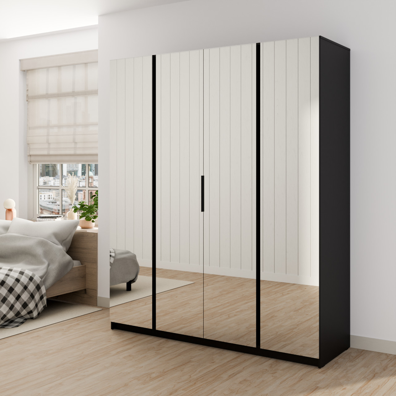 Szafa 200cm z lustrem KAYA 10 czarna - obrazek 5