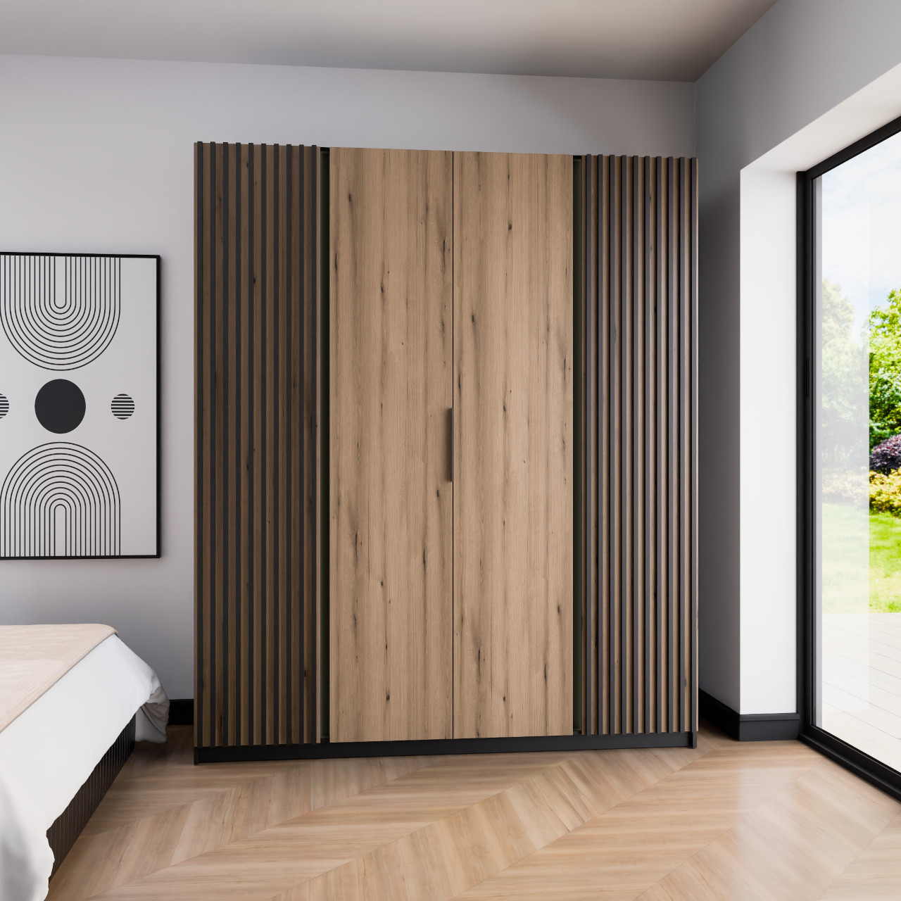 Szafa 200cm KAYA 11 czarny / dąb evoke / czarny - obrazek 5