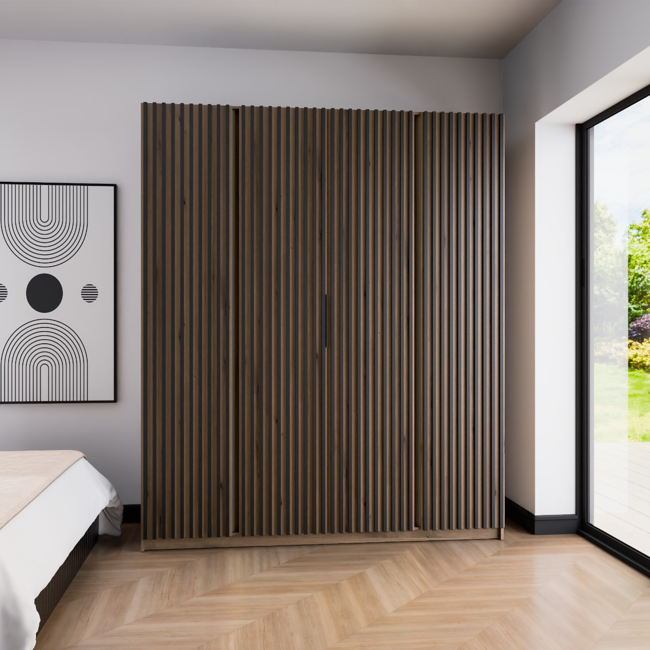 Szafa 200cm KAYA 15 dąb evoke / dąb evoke / czarny - obrazek 5